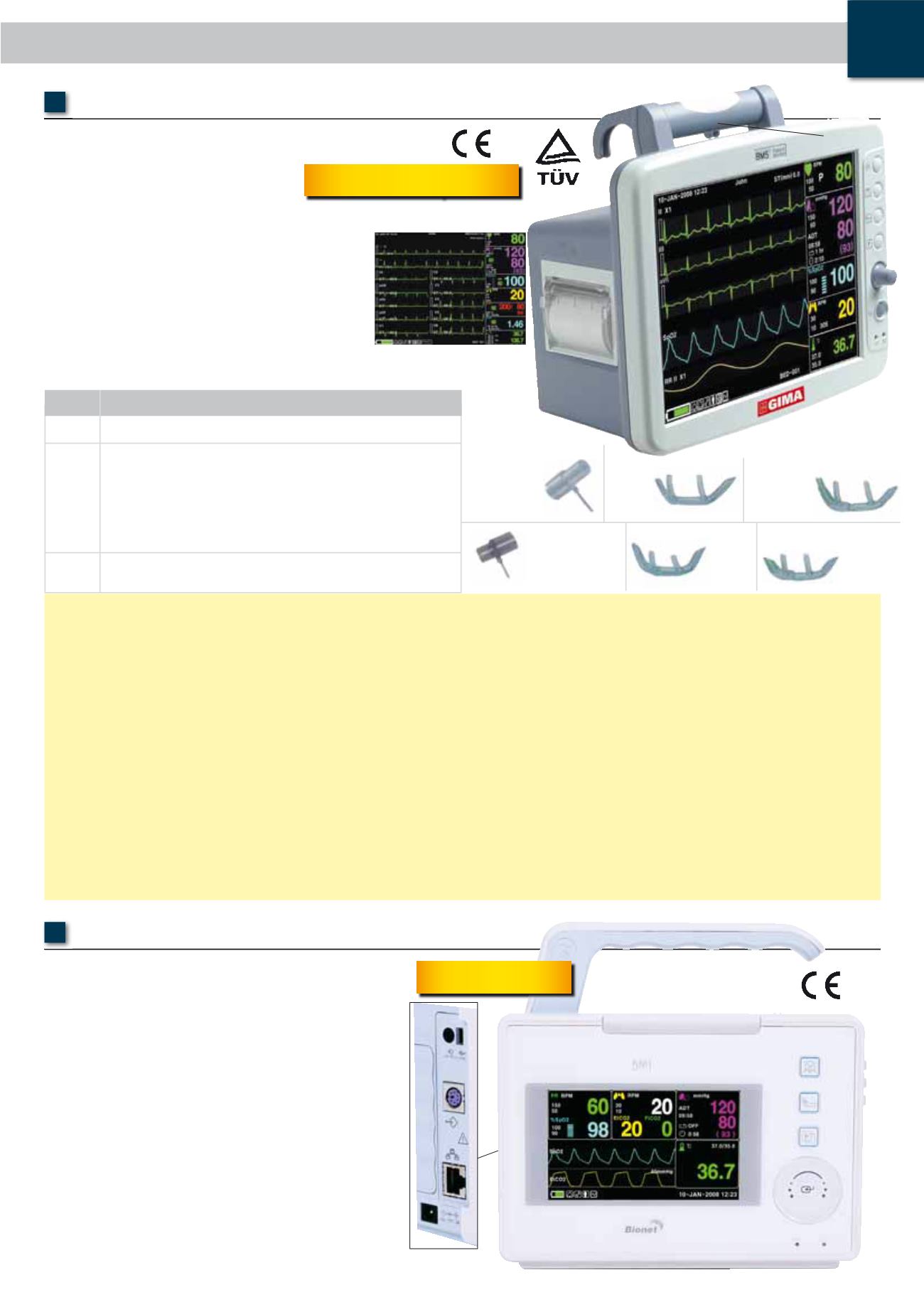 Sondes de température pour moniteur patients multiparamétriques GIMA BM1 et  BM3