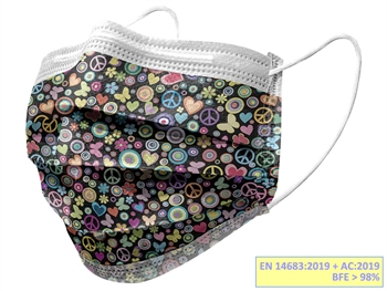 GISAFE 98% FILTERING SURGEON MASKA 3 PLY typ IIR so loops - dospelý - peace - flowpack