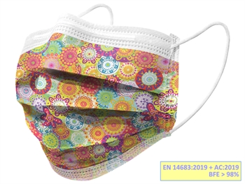 GISAFE 98% FILTERING SURGEON MASKA 3 PLY typ IIR so loops - dospelý - farba - flowpack