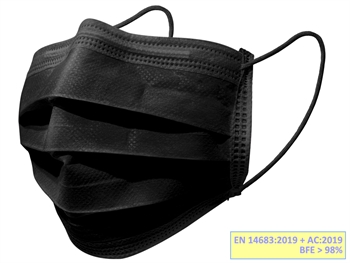 GISAFE 98% FILTERING SURGEON MASKA 3 PLY typ IIR so loops - dospelý - čierny - balenie
