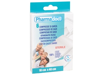PHARMADOCT bavlnená gáza tampóny 18x40 cm - kartón po 12 balenia po 6