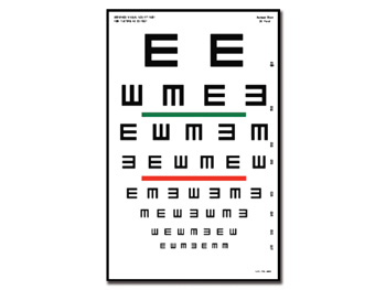 TUMBLING "E" OPTOMETRIC CHART - 6 m - 23x35.5 cm