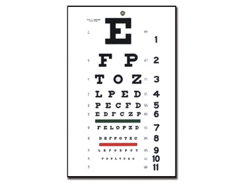 TRADITIONAL SNELLEN OPTOMETRIC CHART - 6 m - 28x56 cm