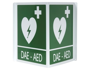DAE-AED DVOJITÝ-SIDED HLINÍK SIGN 34x36 cm pre defibrillators