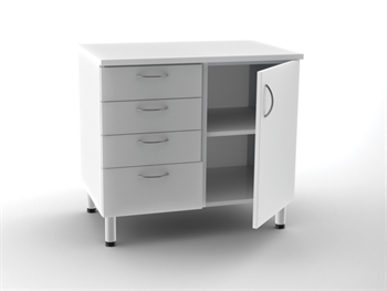 DVOJITÝ BASE UNIT 4 zásuvky + 1 door so 2 shelves - biely