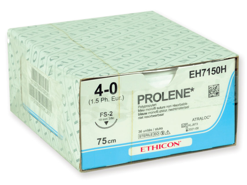 ETHICON PROLENE BLUE MONOFILAMENT SUTURES - gauge 4/0 needle 19 mm FS-2 ...