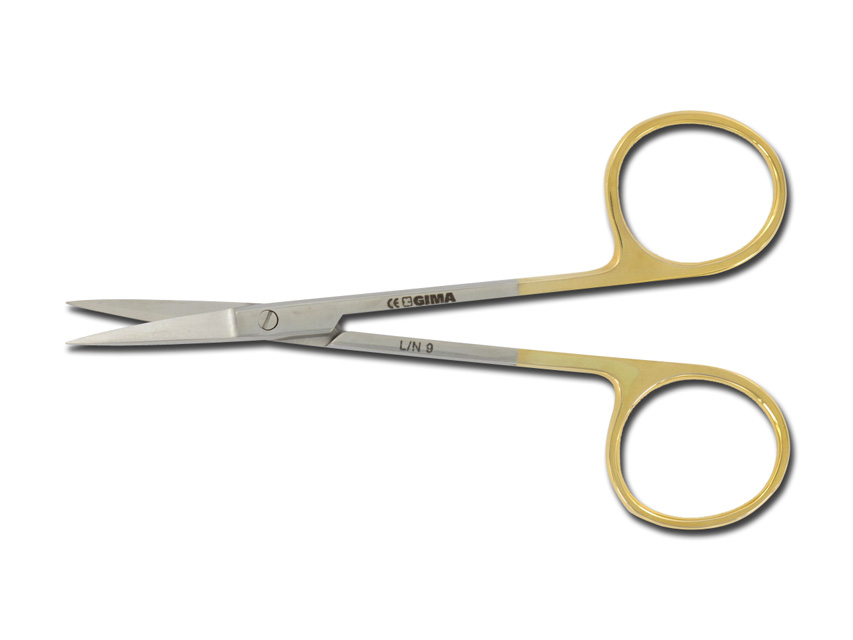 Gold Handle Dissecting Iris Sharp Fine Point Scissors 4.5 inch, Curved