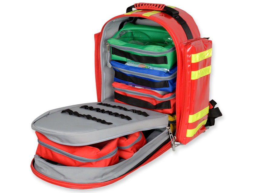 GIMA ref 27169 MochilaSilos 2 para emergencias sanitarias, poliéster  recubierto de PVC, 38 x 24 xh 50 cm, roja, maleta de primeros auxilios