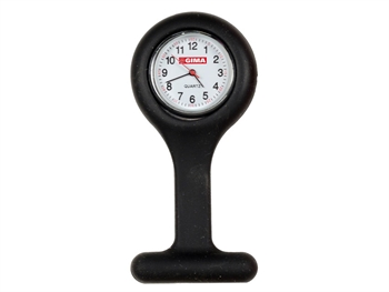 SILICONE NURSE WATCH - round - black