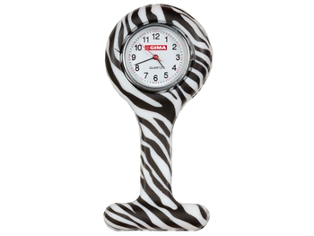 SILICONE NURSE WATCH - round - zebra