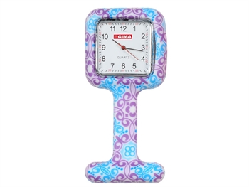 SILICONE NURSE WATCH - square - violet&sky blue