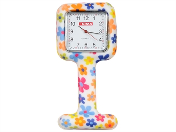 SILICONE NURSE WATCH - square - flowers