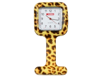 SILICONE NURSE WATCH - square - leopard