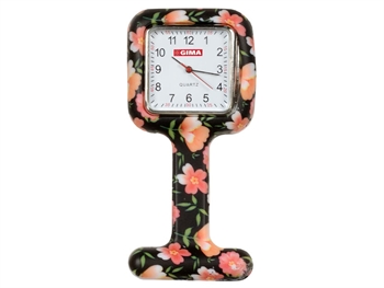 SILICONE NURSE WATCH - square - roses