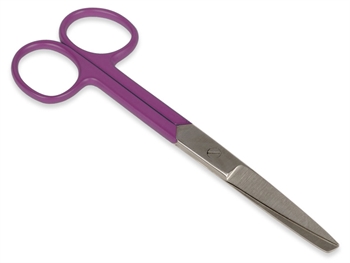 S/S STRAIGHT SCISSORS - purple ring - blunt/sharp - 14 cm