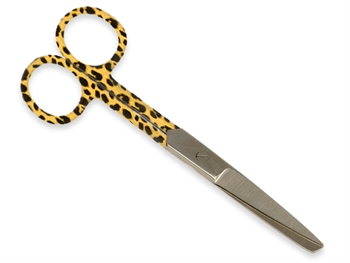 S/S STRAIGHT SCISSORS - leopard fantasy - blunt/sharp - 14 cm