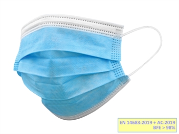 GISAFE 98% FILTERING SURGEON MASK 3 PLY type IIR with loops - pediatric - light blue - flowpack