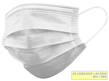 GISAFE 98% FILTERING SURGEON MASK 3 PLY type IIR with loops - adult - white - box