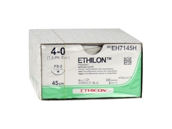 ETHICON ETHILON MONOFILAMENT SUTURES - gauge 4/0 needle 19 mm