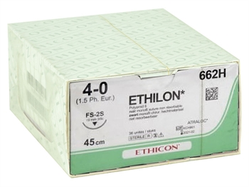 ETHICON ETHILON MONOFILAMENT SUTURES - gauge 4/0 needle 19 mm
