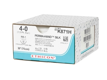 ETHICON PERMA-HAND SILK SUTURES - gauge 4/0 needle 17 mm RB-1 - braided