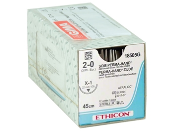 ETHICON PERMA-HAND SILK SUTURES - gauge 2/0 needle 22 mm - braided