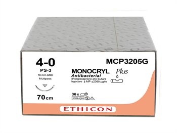 ETHICON MONOCRYL ABSORBABLE SUTURES - gauge 4/0 needle 16 mm