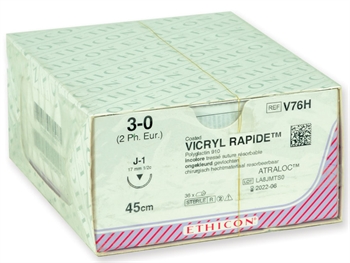 ETHICON VICRYL RAPID ABSORBABLE SUTURES - gauge 3/0 needle 17 mm - braided