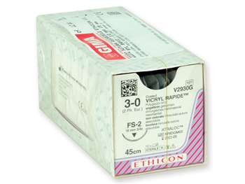 ETHICON VICRYL RAPID ABSORBABLE SUTURES - gauge 3/0 needle 19 mm - braided