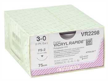 ETHICON VICRYL RAPID ABSORBABLE SUTURES - gauge 3/0 needle 19 mm - braided