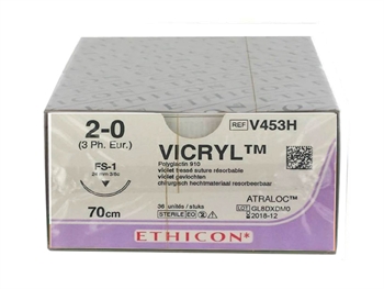 ETHICON VICRYL ABSORBABLE SUTURES - gauge 2/0 needle 24 mm