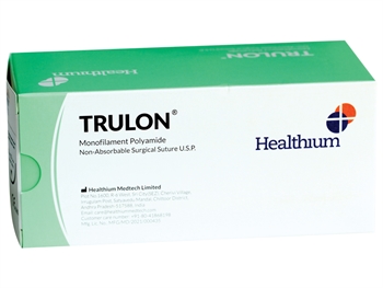 TRULON NON ABSORB. SUTURE gauge 5/0 circle 3/8 needle 16 mm - 70 cm - blue