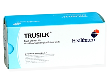 TRUSILK NON ABSORB. SUTURE gauge 6/0 circle 3/8 needle 16 mm - 45 cm - black