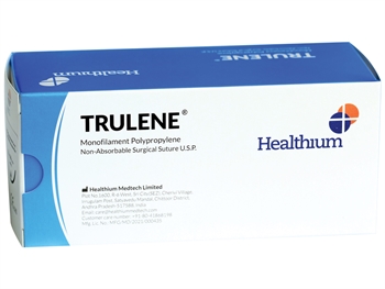 TRULENE NON ABSORB. SUTURE gauge 4/0 circle 3/8 needle 19 mm - 45 cm - blue