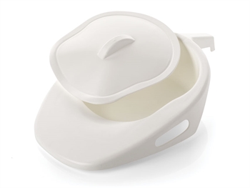 SLIPPER PAN WITH HANDLE AND LID 1500 ml - white - plastic