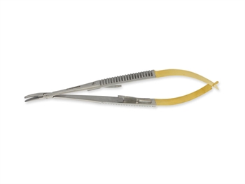 GOLD CASTROVIEJO NEEDLE HOLDER curved - 14 cm - plane tip