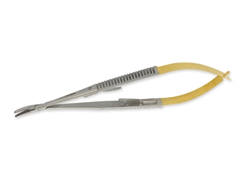 GOLD CASTROVIEJO NEEDLE HOLDER curved - 14 cm - rough tip