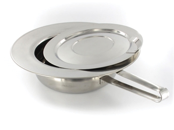 S/S BED PAN ROUND WITH LID 320x85 mm - straigth handle
