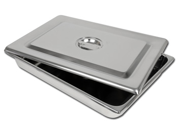 S/S INSTRUM. TRAY WITH LID - 440x320X64 mm