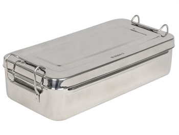 STAINLESS STEEL BOX - 25x12.5x4.6 cm - handle