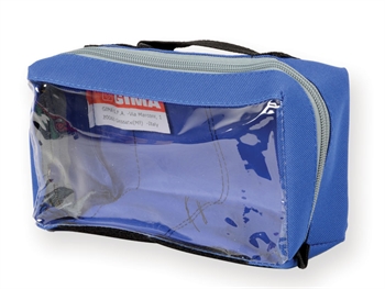 E1 RECTANGULAR POUCH with window and handle - blue