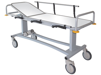 PROFESSIONAL RX PATIENT TROLLEY with side rails and oxygen cylinder holder