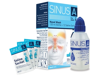 SINUS A NASAL WASH 120 ml + 12 saline sachets for adult