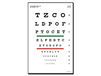 SNELLEN OPTOMETRIC CHART - 3 m - 23x35.5 cm