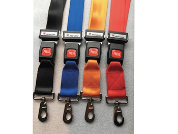 SET OF 4 SAFETY BELTS WITH KOOK - polyester 4 colours - end with hook, metal buckle available june 2024