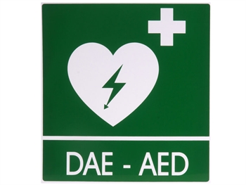 DAE-AED ALUMINIUM SIGN 29x36 cm for defibrillators