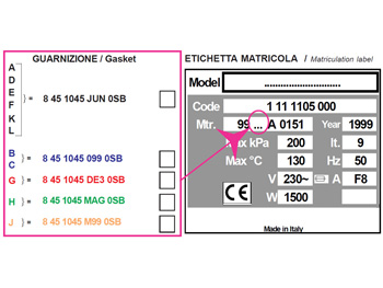 GASKET FOR H100 with serial number A,D,E,F,K,L