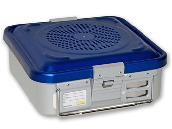 CONTAINER WITH FILTER small h 100 mm - blue - perforated