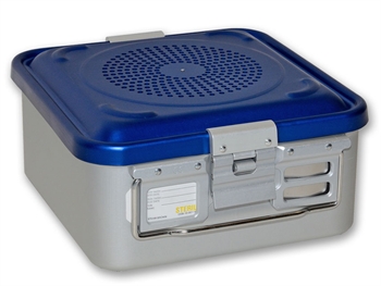 CONTAINER WITH FILTER small h 135 mm - blue - perforated