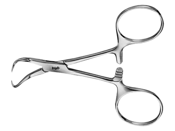 AESCULAP BACKHAUS TOWEL CLAMP - curved - sharp - 11 cm - BF432R